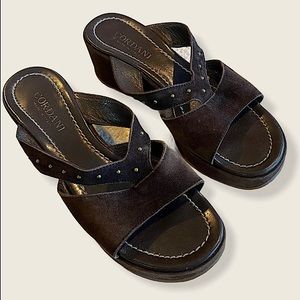 Cordani all leather soft suede slip on thong sandal Size 9